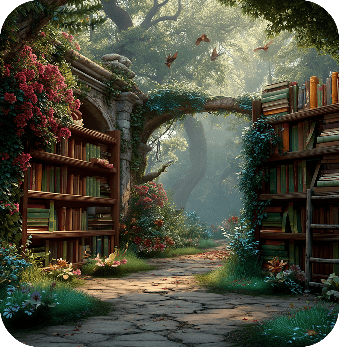 A magical forest library